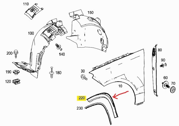 MERCEDES BENZ GENUINE WHEEL ARCH COVER 16688462229040