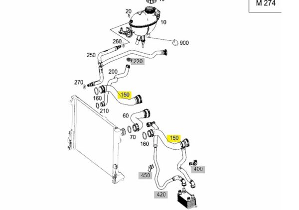 MERCEDES BENZ GENUINE COOLANT HOSE 2125012884
