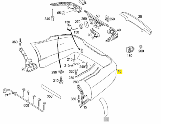 MERCEDES BENZ GENUINE REAR BUMPER AMG 2198850525