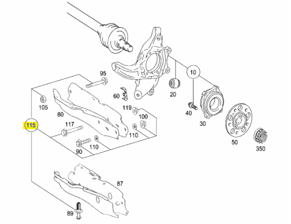 MERCEDES BENZ GENUINE TS BOLT REAR AXLE SUSPENSION 2213500159