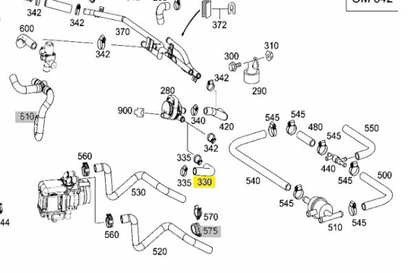 MERCEDES BENZ GENUINE MOLDED HOSE 4638320594