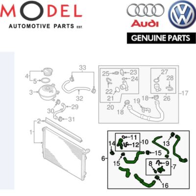 Audi Genuine Water Hose 5Q0122101DT