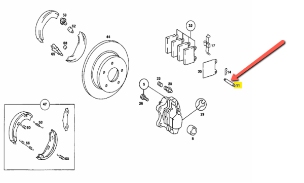 MERCEDES BENZ PIN REAR WHEEL GENUINE BRAKE SYSTEM / 0004231774