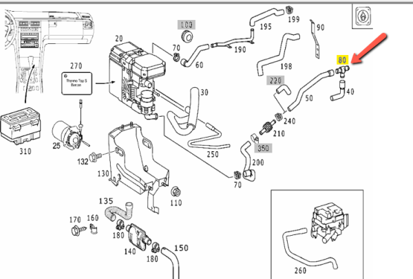 MERCEDES BENZ T-PIECE GENUINE COOLING SYSTEM 0049906970