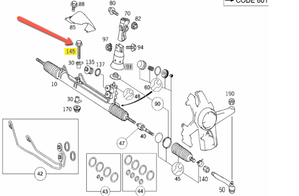 MERCEDES BENZ SCREW STEERING GEAR GENUINE SUSPENSION PARTS 0109908301