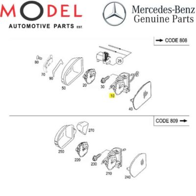 Mercedes-Benz Genuine Right Outside Rearview Mirror Frame 2038107476