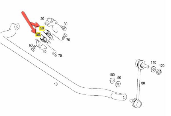 MERCEDES BENZ METAL BUSHING ELEMENT TORSSION BAR GENUINE SUSPENSION 2513230485