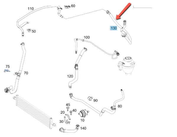 MERCEDES BENZ COOLANT HOSE GENUINE COOLING SYSTEM 2905017900