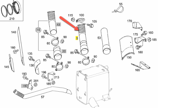 MERCEDES BENZ EXHAUST PIPE GENUINE COOLING SYSTEM 9424902819